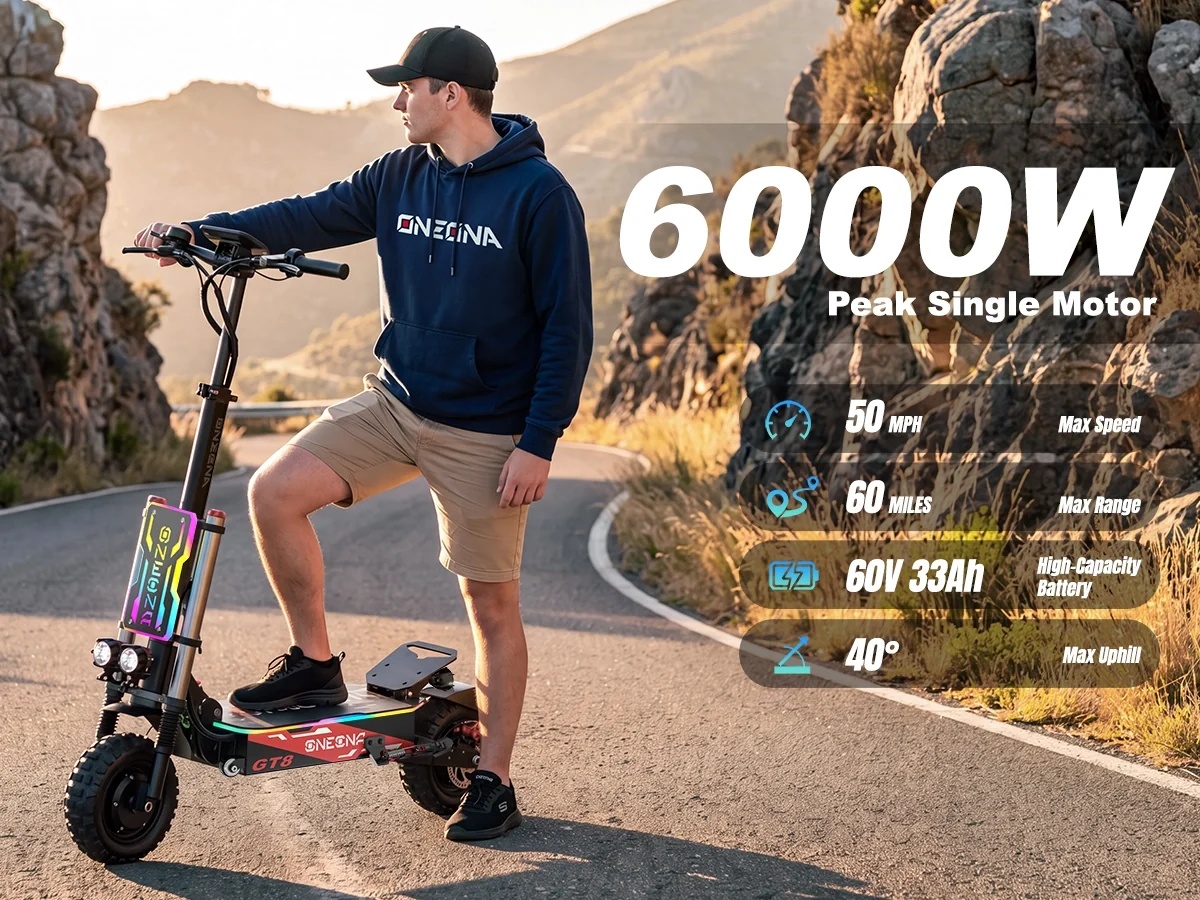 ONECNA NEW GT8PRO Scooter Eléc - 60V 5600W Dual Motor Electric Scooter reseña y precio